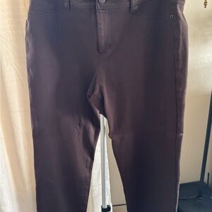 Chico’s Brown Stretch Pants Size 2.5 16w Button Zip